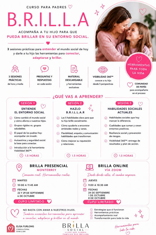Curso para padres: B.R.I.L.L.A en VIVO vía Zoom